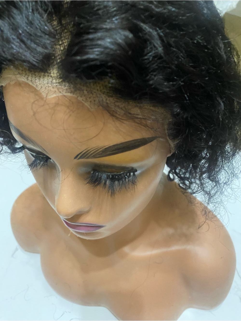 Black Curly Lace Front Wig - Unbranded